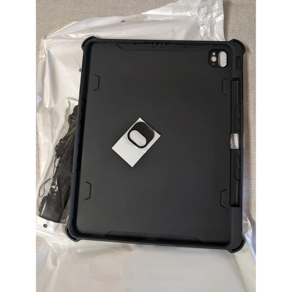Shockproof Tablet Case iPad Pro 12.9 Black Rugged Stand Strap 360 degree swivel
